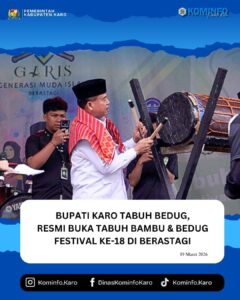 Bupati Karo Tabuh Bedug Resmi Buka Tabuh Bambu dan Bedug Festival ke 18 di Berastagi .